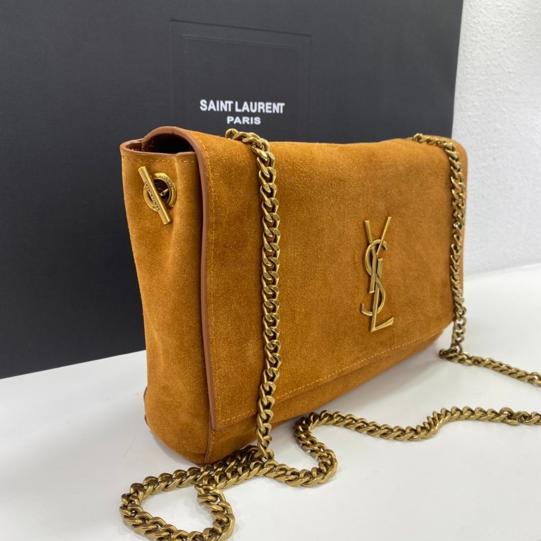 Sa1nt Lau*nt Kate Medium Reversible Chain Bag In Suede And Smooth Leather Tan
