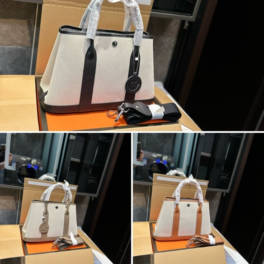 H**me5 Garden Party 30 Handbag Canvas Black 30Cm