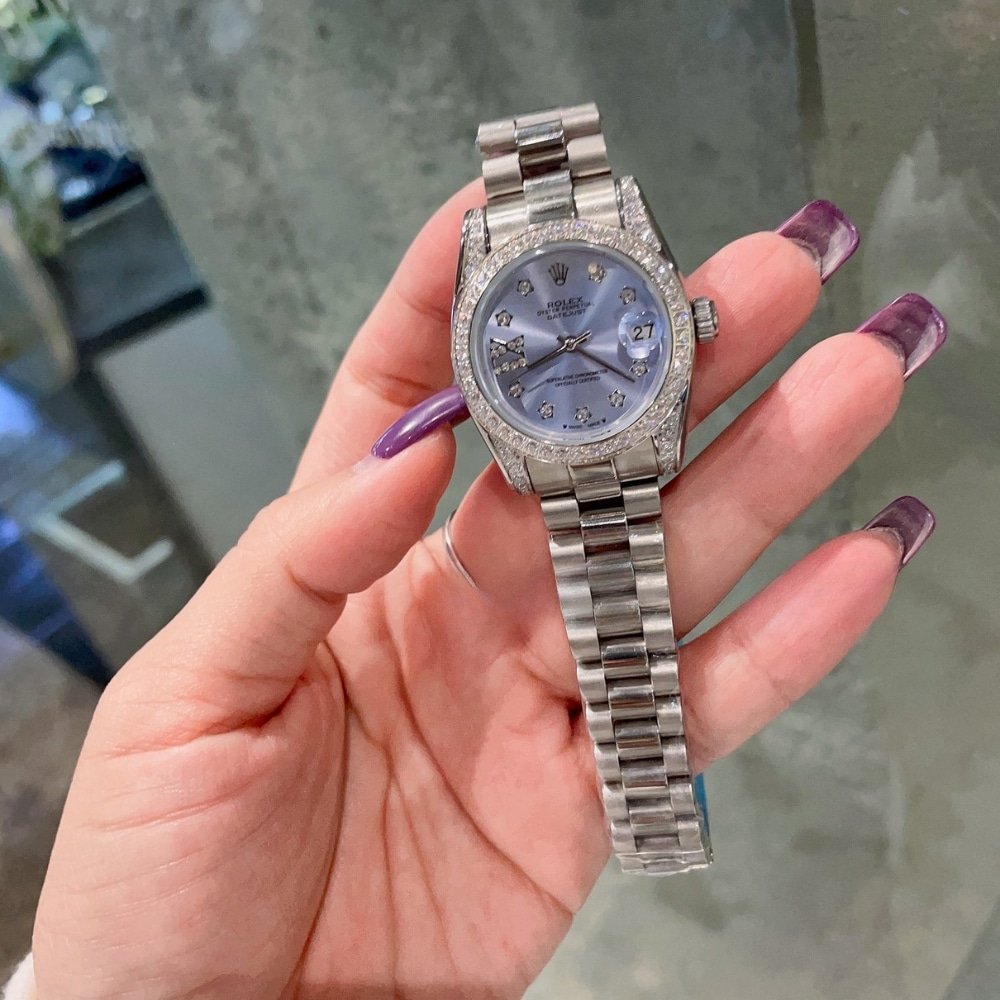 R01ex Datejust D1am0nd Bezel Oyster White Gold Purple 31Mm