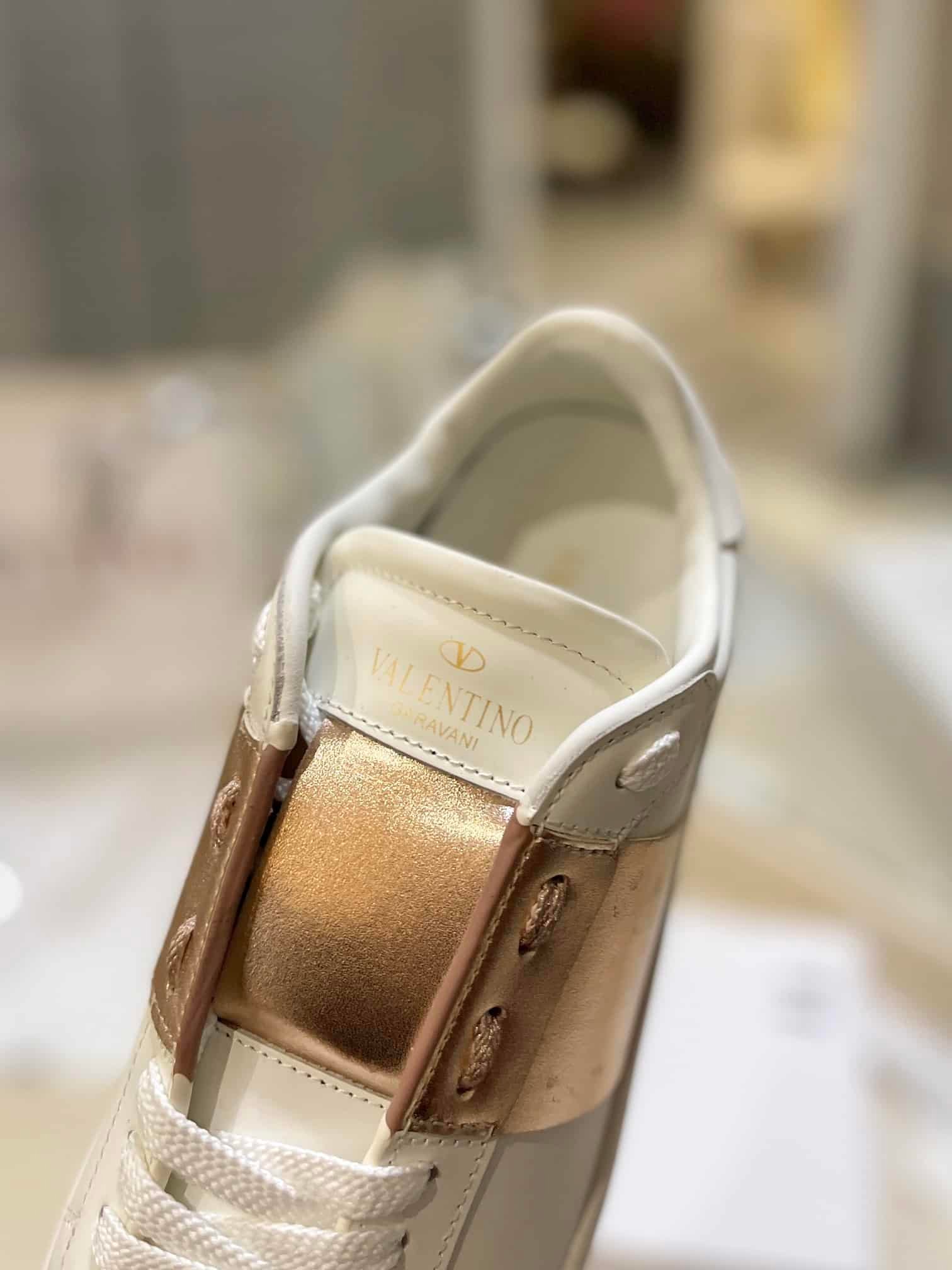 Va1e*ntin0 Garavani Rockstud Open Metallic Leather Sneaker Gold Uy2S0830Flrl71