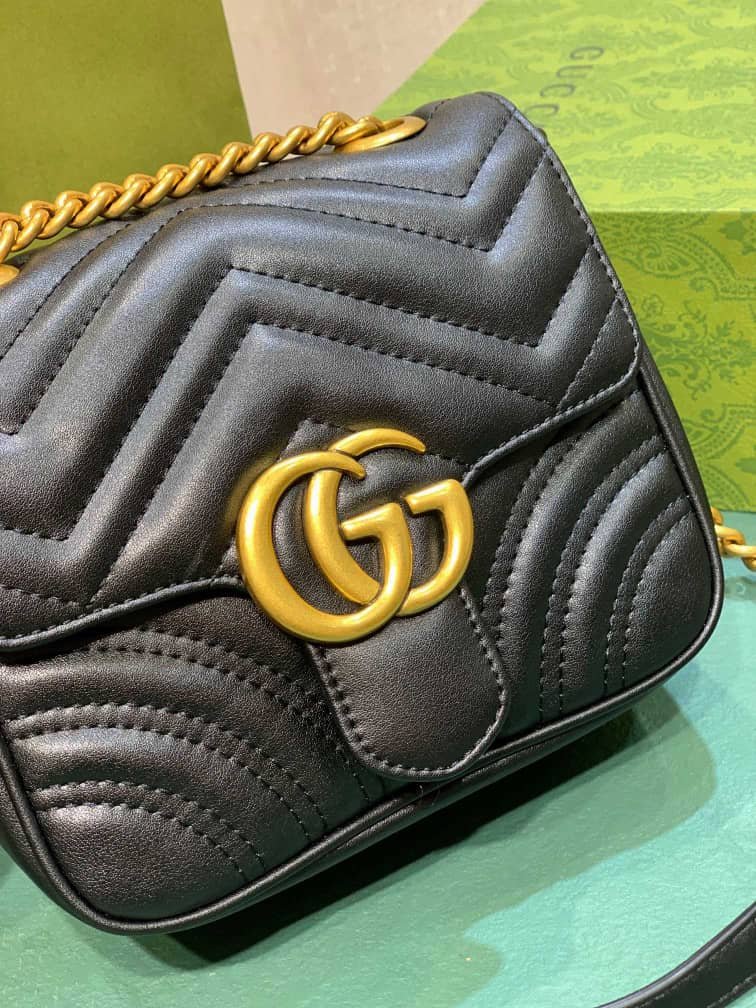 Gvc*1 Gg Marmont Mini Shoulder Bag Black 18Cm ‎739682 Aabzc 6832