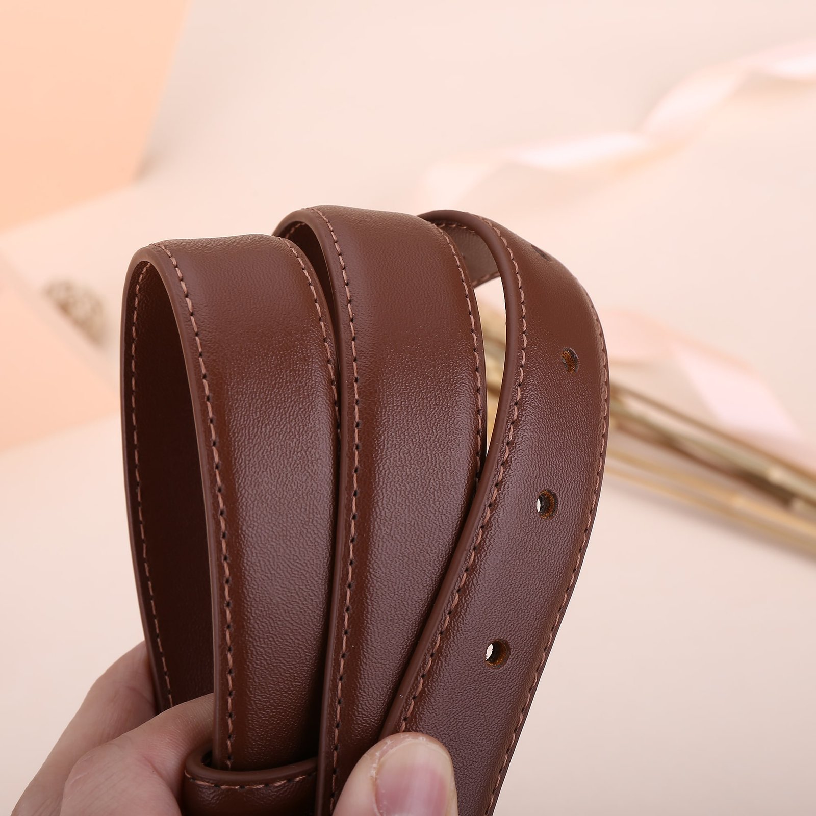 Sa1nt Lau*nt Y51 Square Logo Classic Belt Dark Brown 25Mm