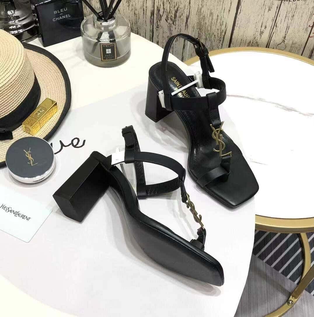 Sa1nt Lau*nt Cassandra Leather Slingback Sandals Black 658198Dwett1000