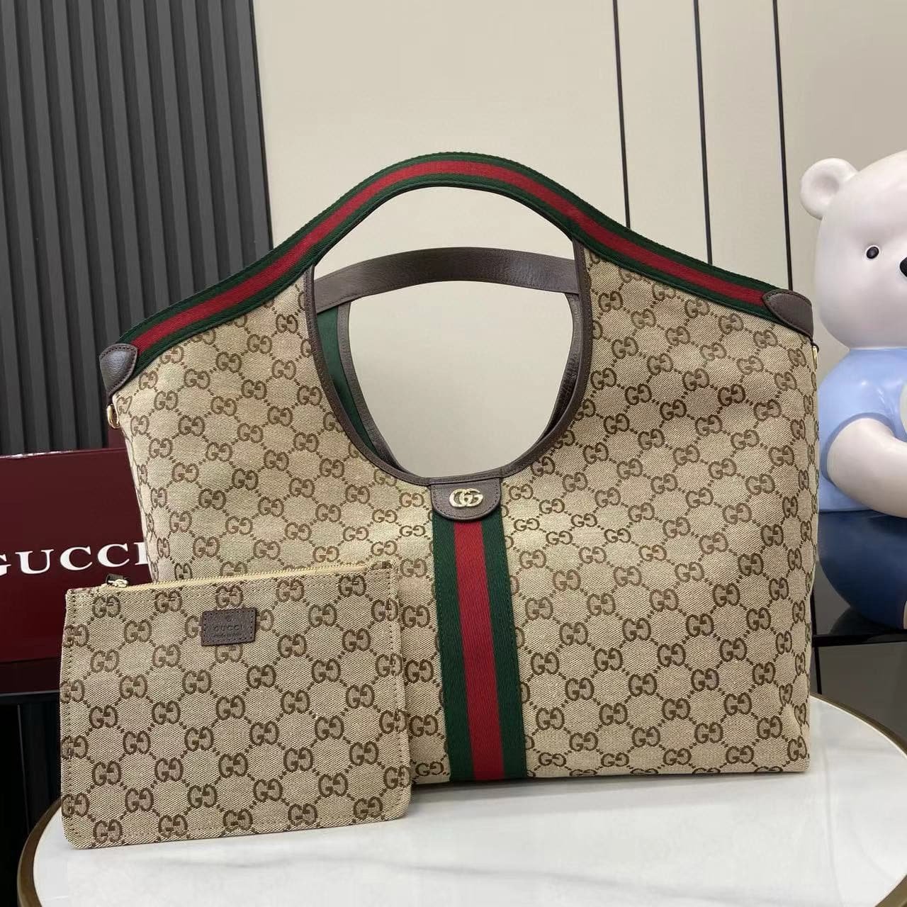 [S*per Vip 1:1] Gvc*1 Giglio Large Tote Bag Gg Canvas Beige And Dark Brown 60Cm 853971 Faffp 2547