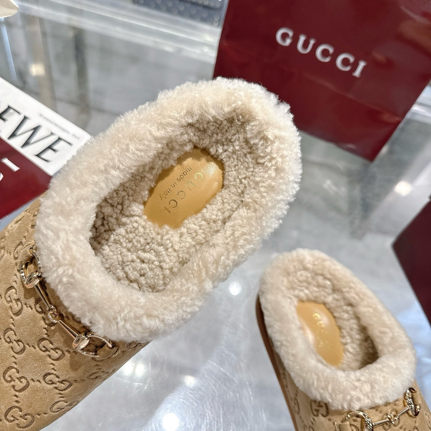 Gvc*1 Women Mule With Horsebit Beige Gg 836057 Aae27 9556