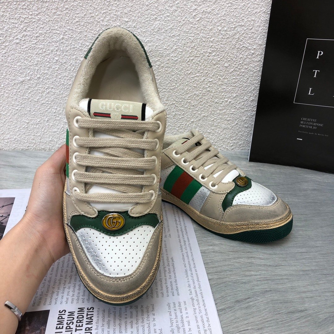 Gvc*1 Screener Leather Sneaker White Perforated 570442 0Yi20 9582