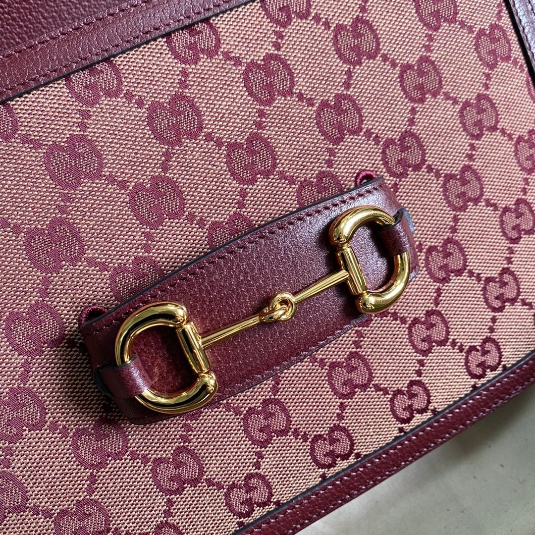 Gvc*1 Horsebit 1955 Original Gg Shoulder Bag Burgundy 25Cm 602204 9Y9Ng 9865