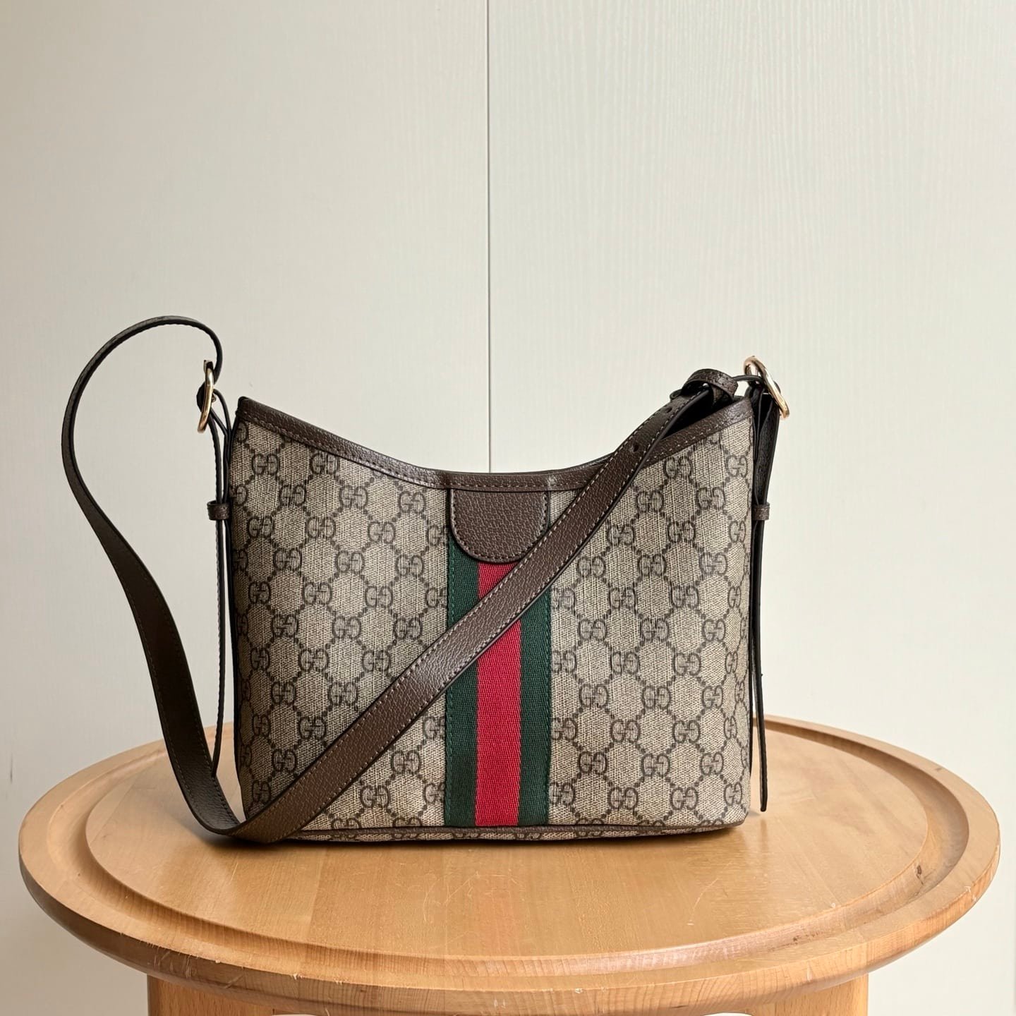 Gvc*1 Ophidia Small Shoulder Bag Beige And Dark Brown 23Cm 836872 Fae0K 9853