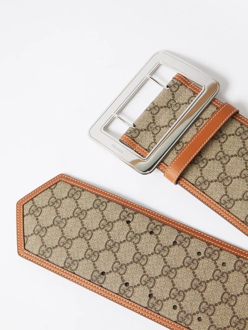 Gvc*1 Lunar New Year Gg Wide Belt Beige And Ebony ‎718505 Fabfb 9871
